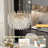 Luxurious Round Crystal Chandelier Pendant Lamp with Raindrops Oblong Crystals