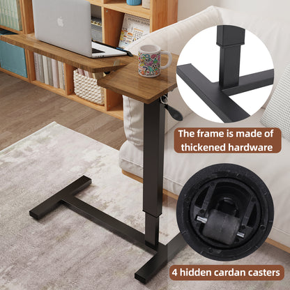 Adjustable Sofa Table Overbed Table w/Hidden Wheel