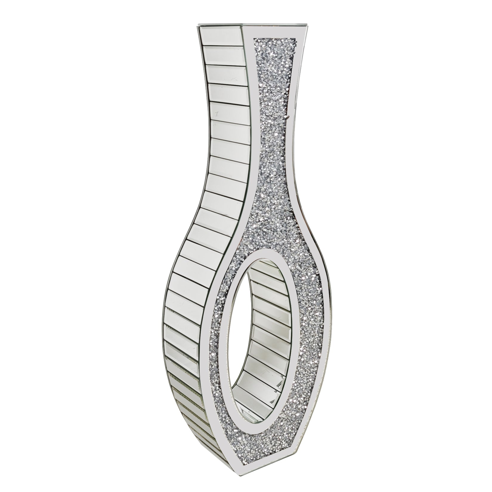 Crushed Diamond Floor Vase: Silver Mirror Vase Geometric Bling Floor-Standing Luxury Home Decor