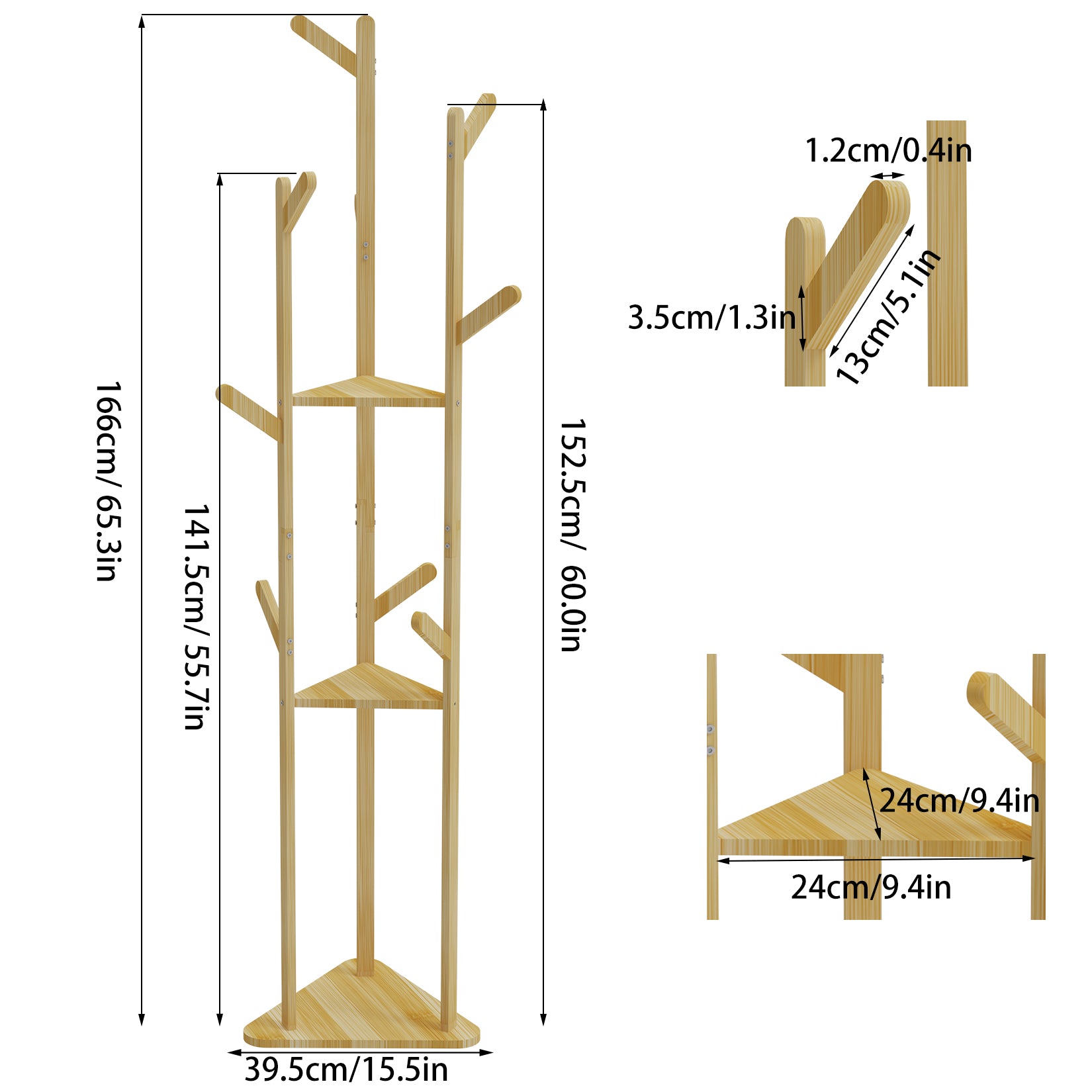 Environmental-friendly Bamboo Coat Rack Garment Stand