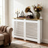 FATIVO Radiator Cover: Internal Height 90.5cm | Horizontal Slatted Radiator Cover with Natural Wood Texture Top, White MDF Wall Heater Cover for Old, Compact Radiators
