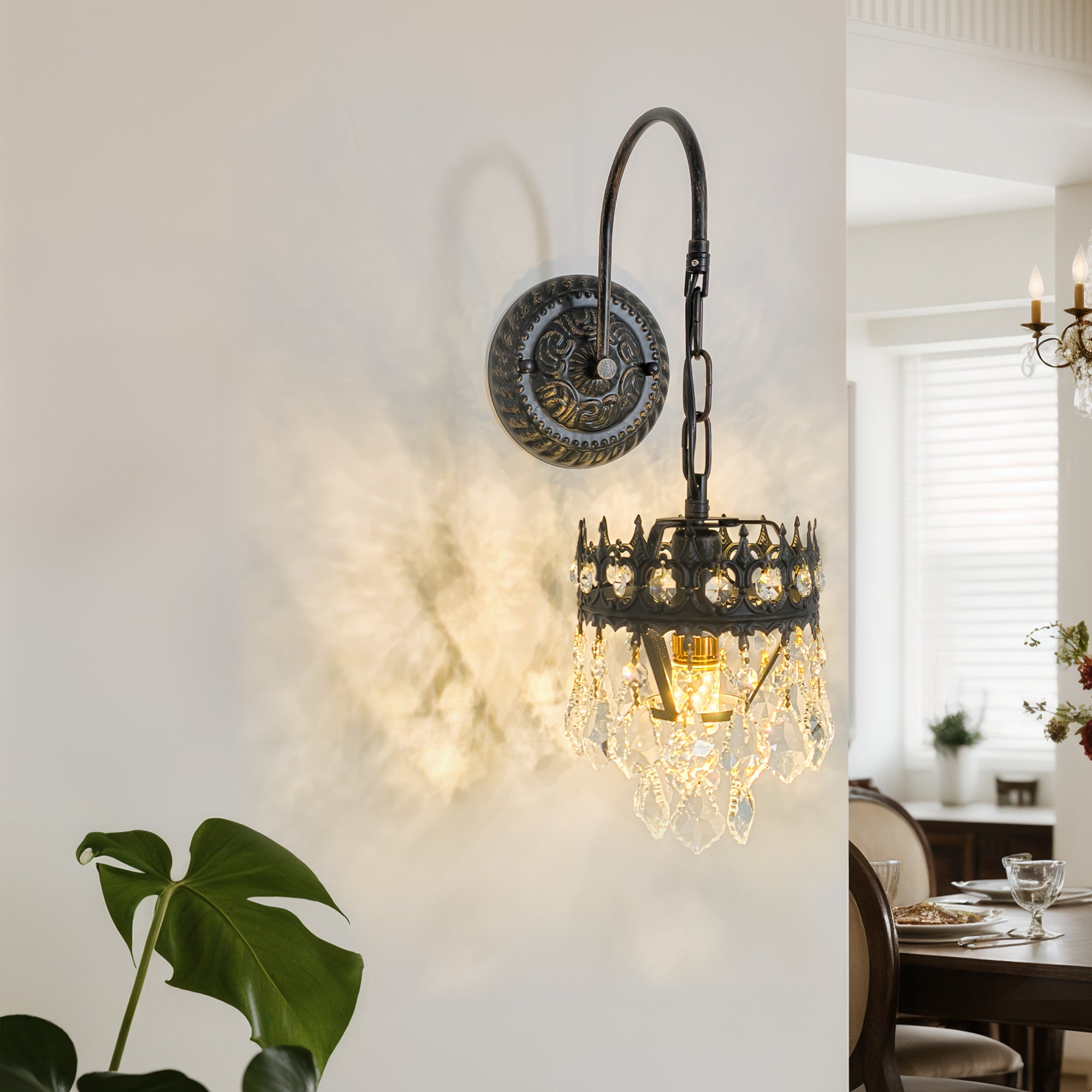 Crystals Wall Sconce: American Vintage Hardwired Crystal Wall Sconces Lighting Fixture