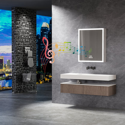 Innovative Rectangle Bathroom Lighted Cabinet w/ Socket, Bluetooth, Anti-fog