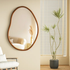 Asymmetrical Wood Frame Irregular Wall Mirror, Home Deocr Mirror, Same as Amazon