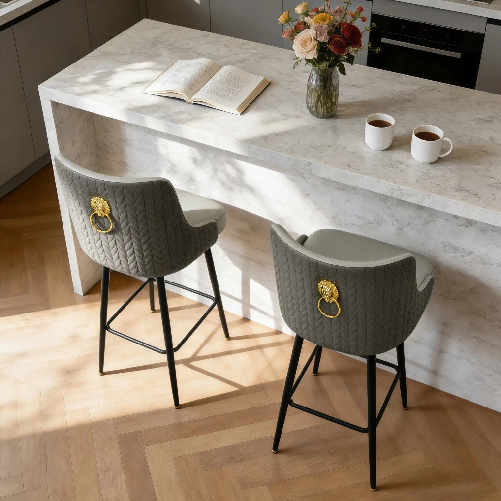 360° Swivel High Bar Stools Upholstered Height Kitchen Island Leather Counter Chair