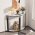 Half Moon Console Table with Open Shelf Sintered Stone-top Living Room Hallway Storage Table