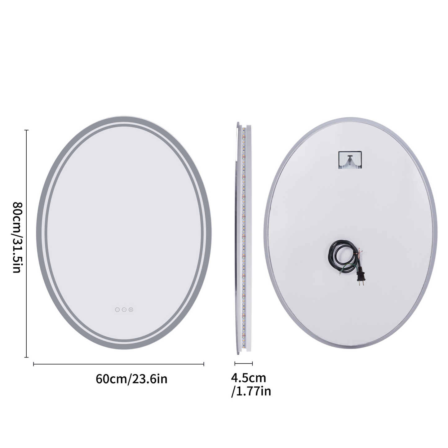 Oval Dimmable Backlight Lighted Bathroom Mirror