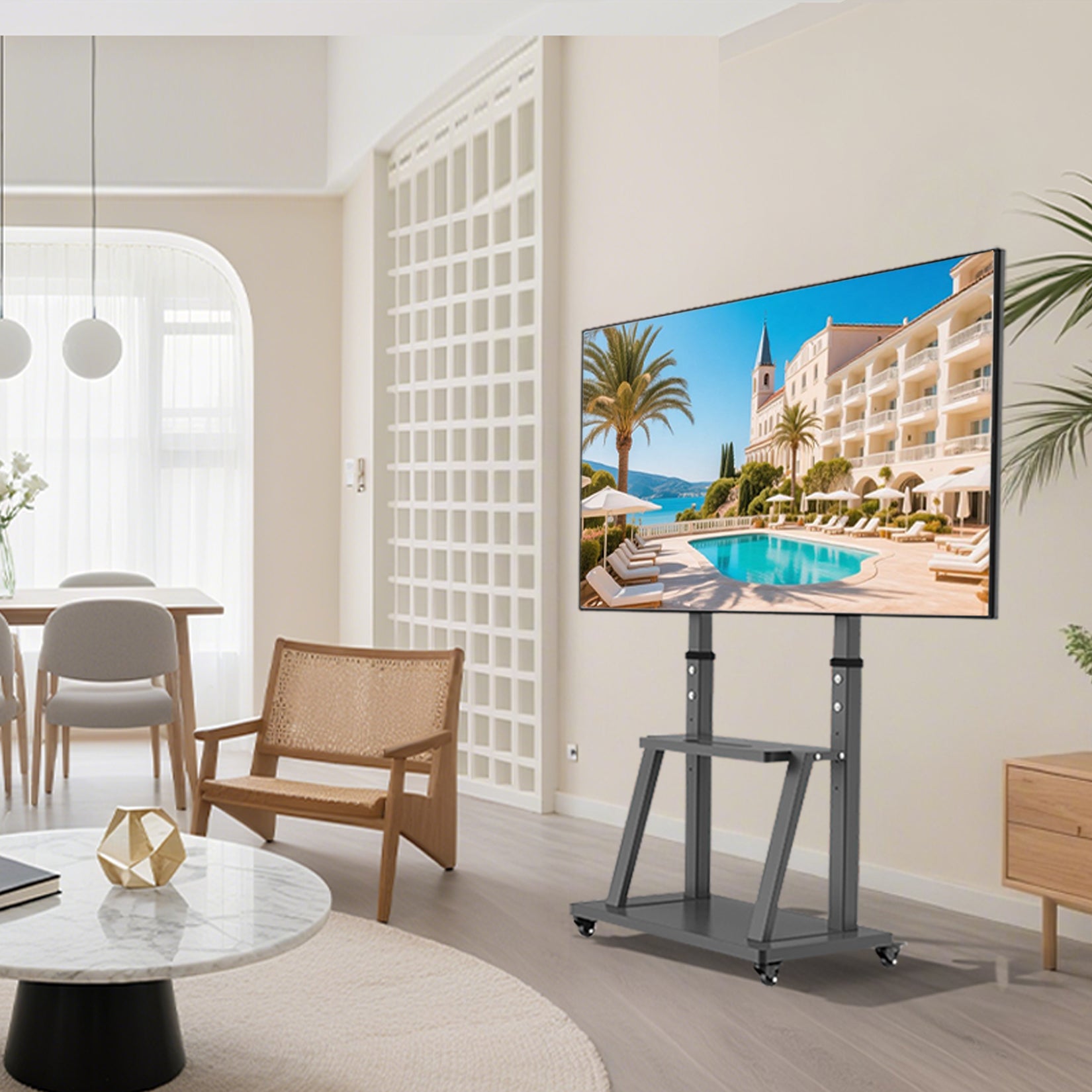 Heavy Duty TV Cart Trolley Floor TV Stand on Wheels for 32" 85" 90" 95" 98" 100" , Mobile TV Stand