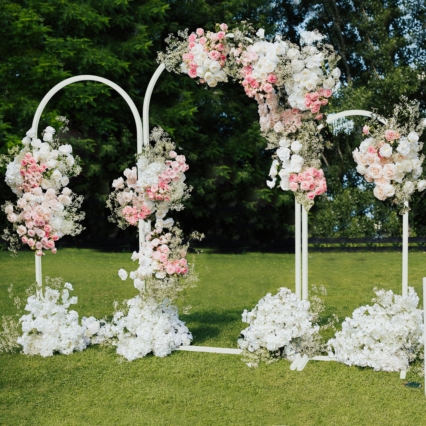 Set of 3 White Metal Wedding Arch Backdrop Stand