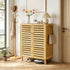 2/3 Doors Bamboo Shoes Storage Cabinet with Slatted Doors & Shelves for Entryway, Hallway