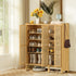 Bamboo Shoe Cabinet: 6 Tier Shelves Shoe Storage Cabinet with Hollow Doors Shoe Rack for Entryway