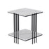 Sintered Stone Side Table with Golden Legs – 2 Tiers Living Room Square Side Table
