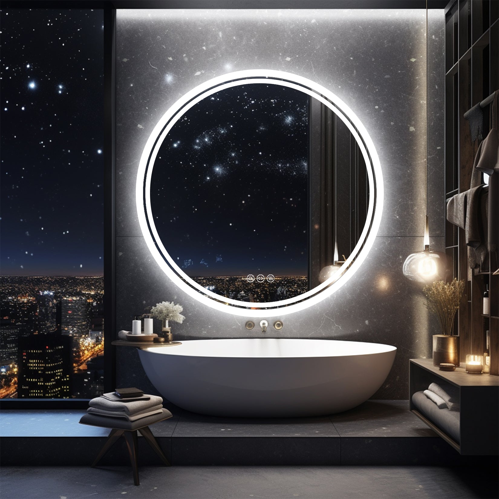 Dimmable Round Led Bathroom Mirror