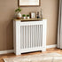 FATIVO Radiator Cover | Intenal Height 90.5cm | Vertical Slatted White Radiator Cover w/ Wood-grain Top, MDF Heater Cover
