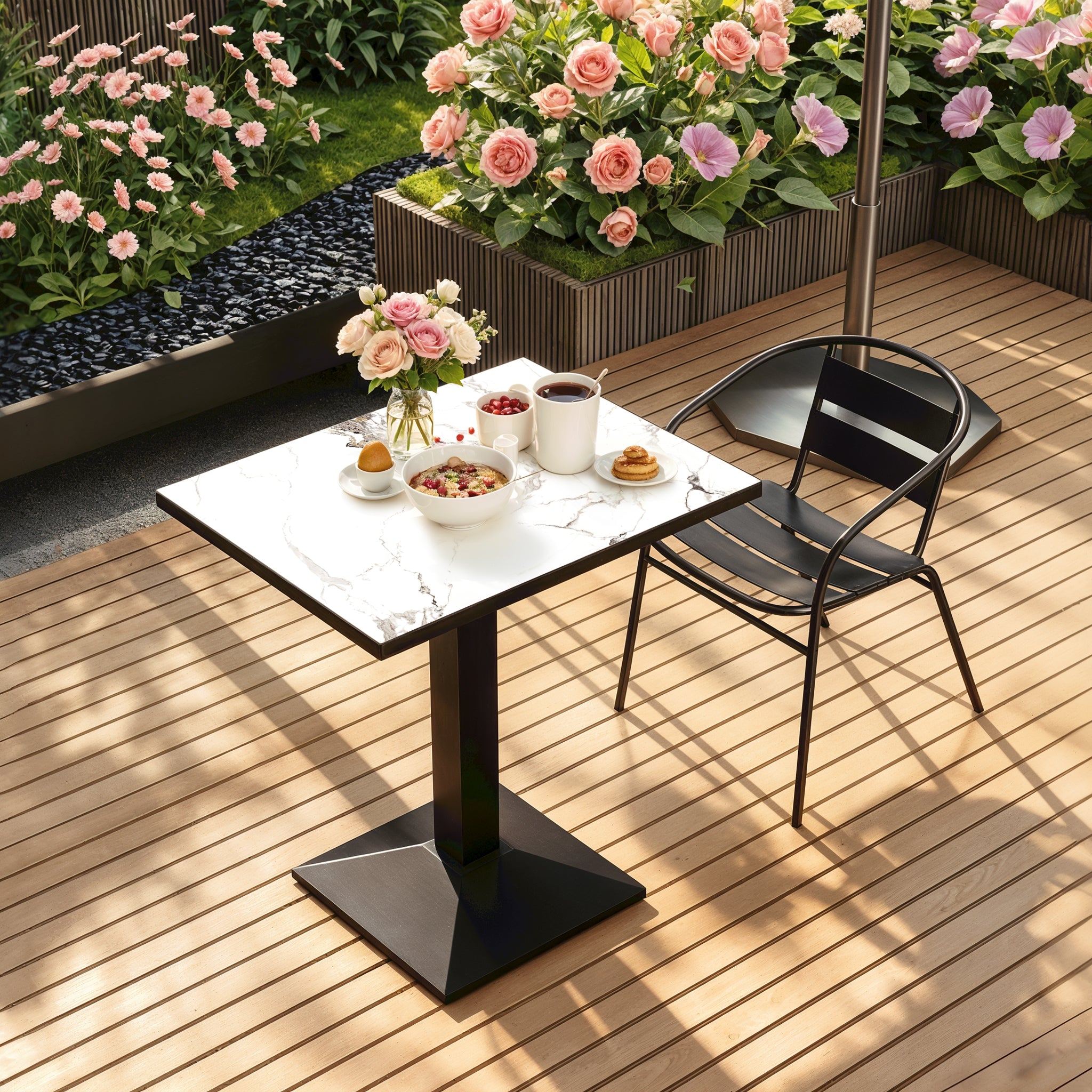 Square Kitchen Dining Table No Chairs Sintered Stone Top Leisure Bistro Tulip Table for 2-4 People