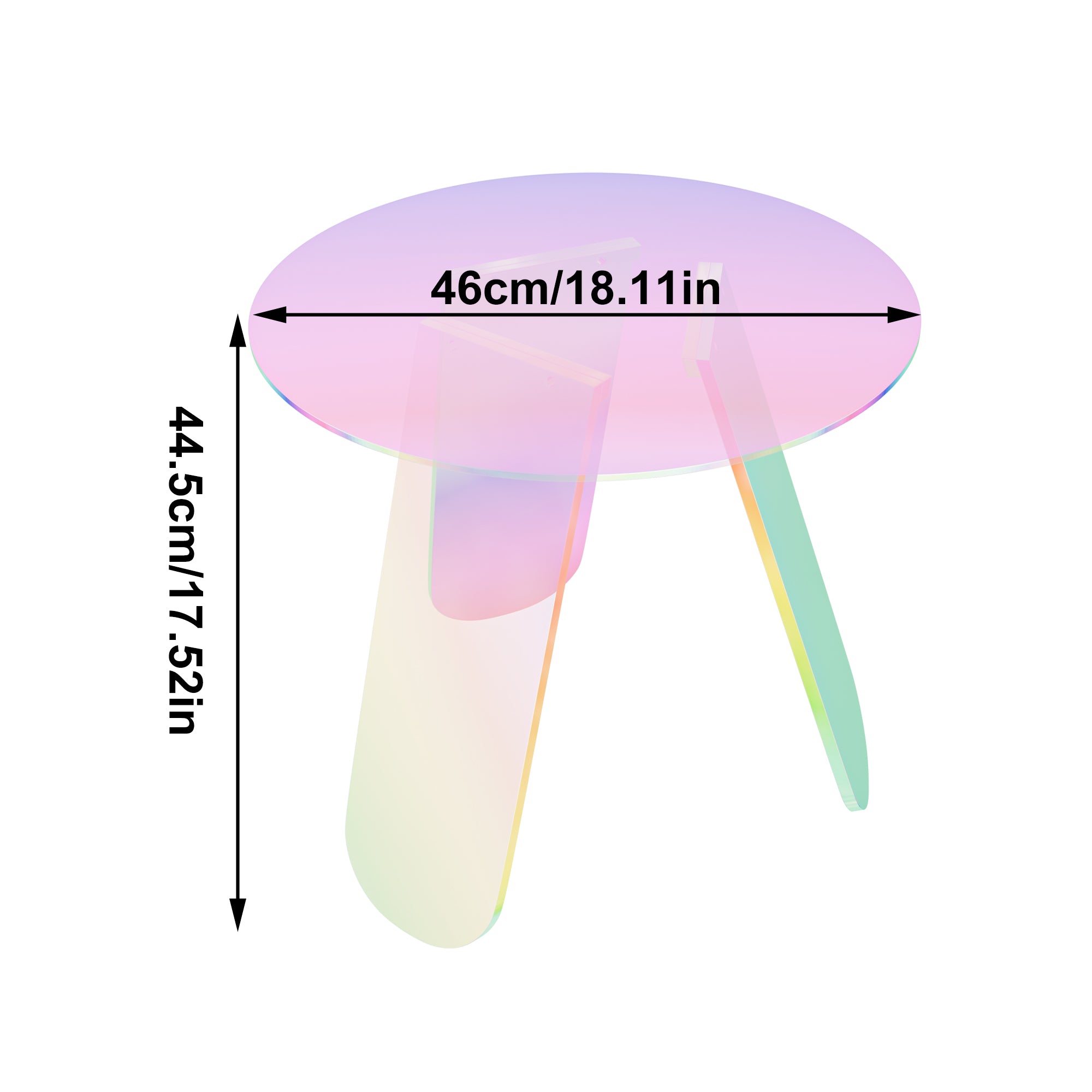 Round Iridescent Rainbow Acrylic End Table w/ PVC Table Cover Acrylic Side Table