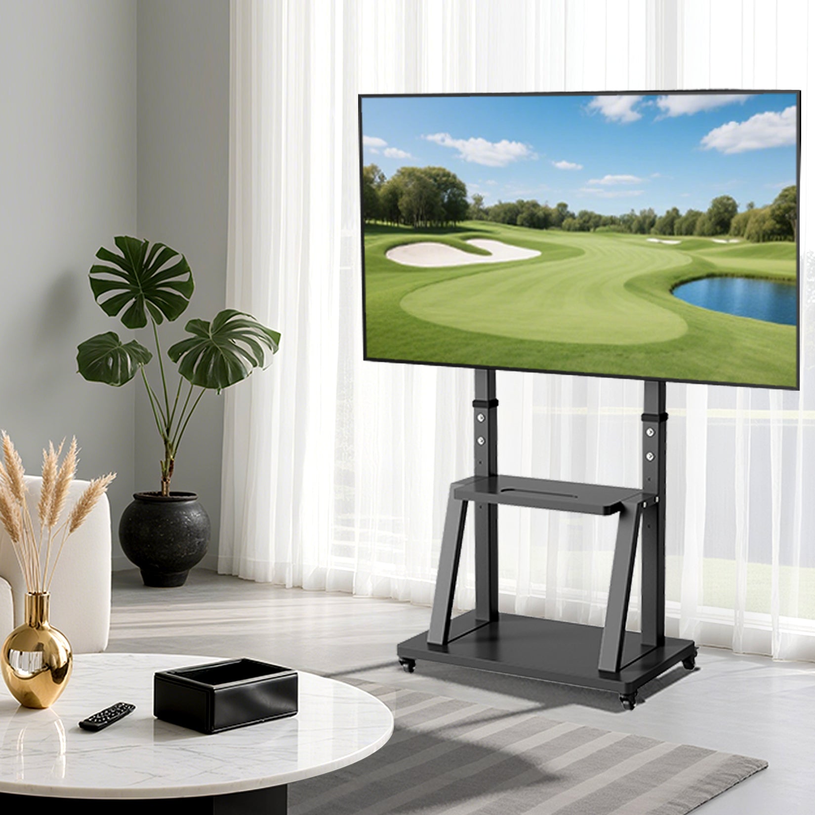 Heavy Duty TV Cart Trolley Floor TV Stand on Wheels for 32" 85" 90" 95" 98" 100" , Mobile TV Stand