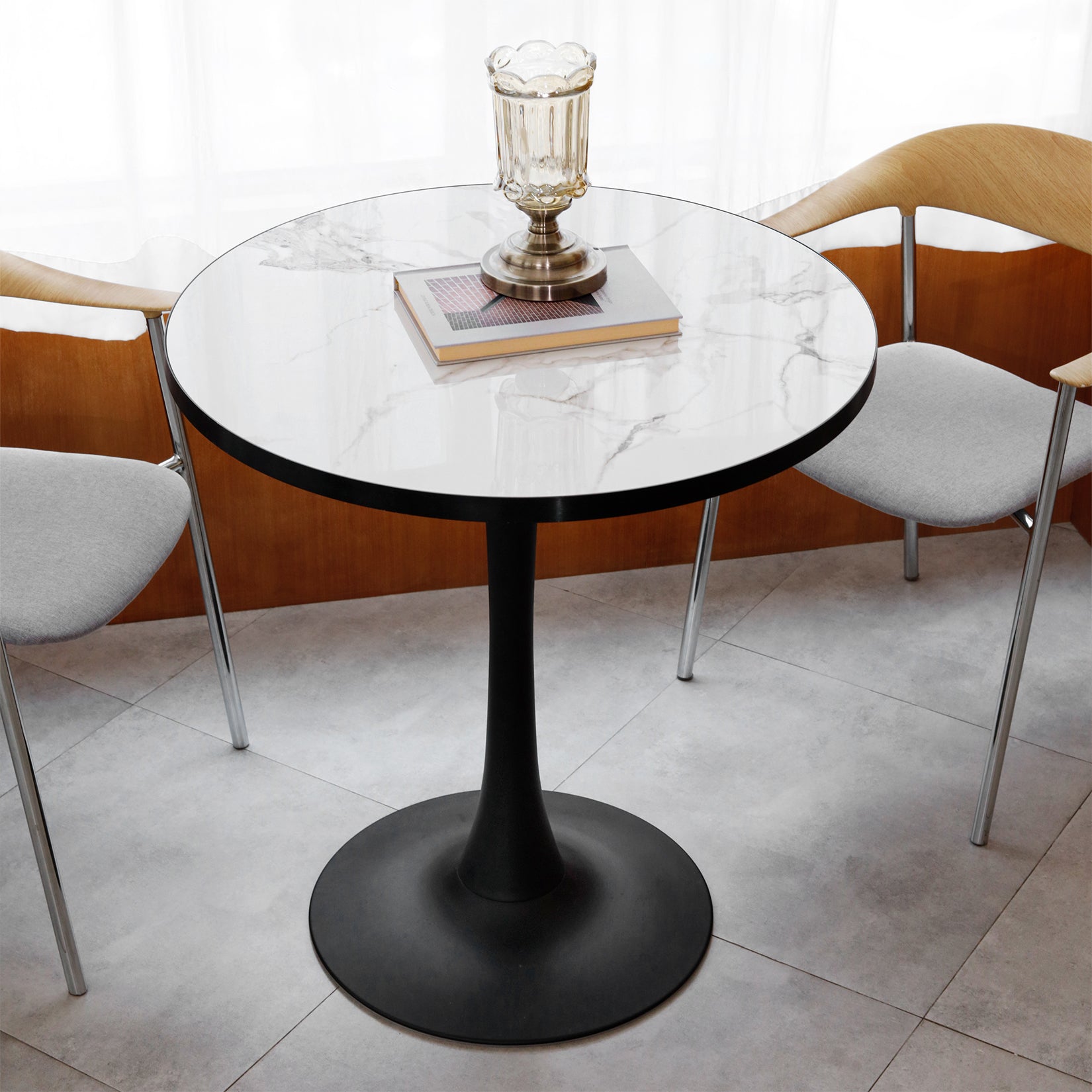 Leisure Dining Table: Round Dining Table No Chairs Sintered Stone Kitchen Coffee Table Pedestal Base