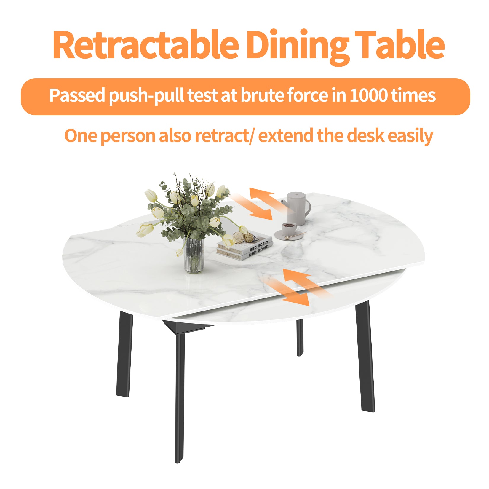 Round Extendable Dining Table 31.5'' to 51.2’'