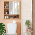 Bathroom Mirror Cabinet Wall Mounted Bamboo Medicine Cabinet Storage Stand