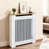 FATIVO Radiator Cover | Intenal Height 90.5cm | Vertical Slatted White Radiator Cover w/ Wood-grain Top, MDF Heater Cover