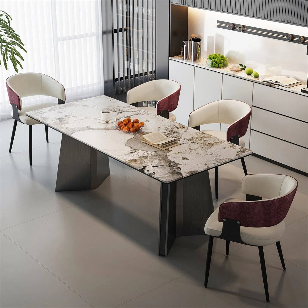 Set of 1/ 2 Microfiber Leather Upholstered Dining Chairs with Wide Seat Leisure Kitchen Chairs