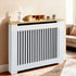 FATIVO Radiator Cover | Intenal Height 90.5cm | Vertical Slatted White Radiator Cover w/ Wood-grain Top, MDF Heater Cover
