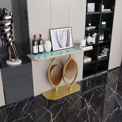 Luxurious Console Entry Table Sintered Stone Table Golden Base