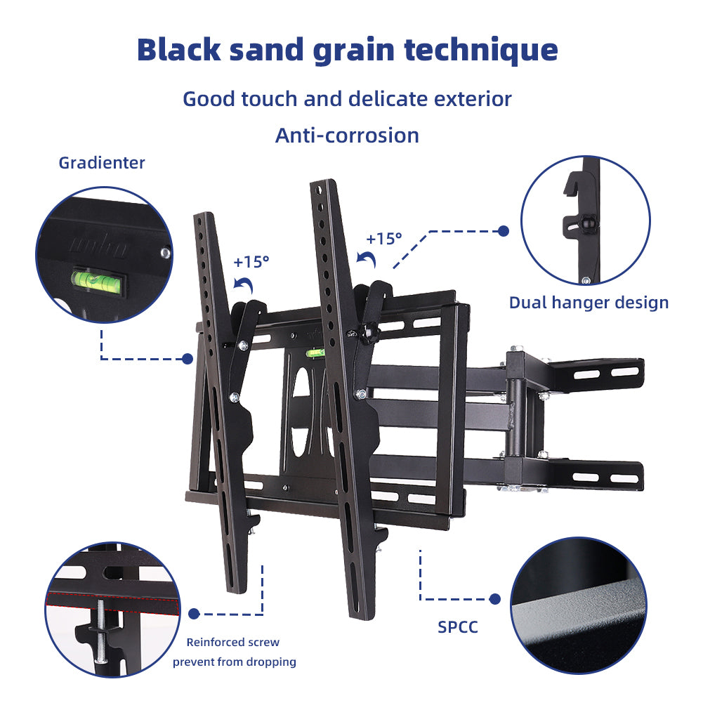 Full Motion TV Wall Mount Bracket for Most 26-55 Inch Screen VESA up to 400x400