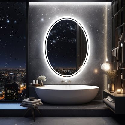 Oval Dimmable Backlight Lighted Bathroom Mirror