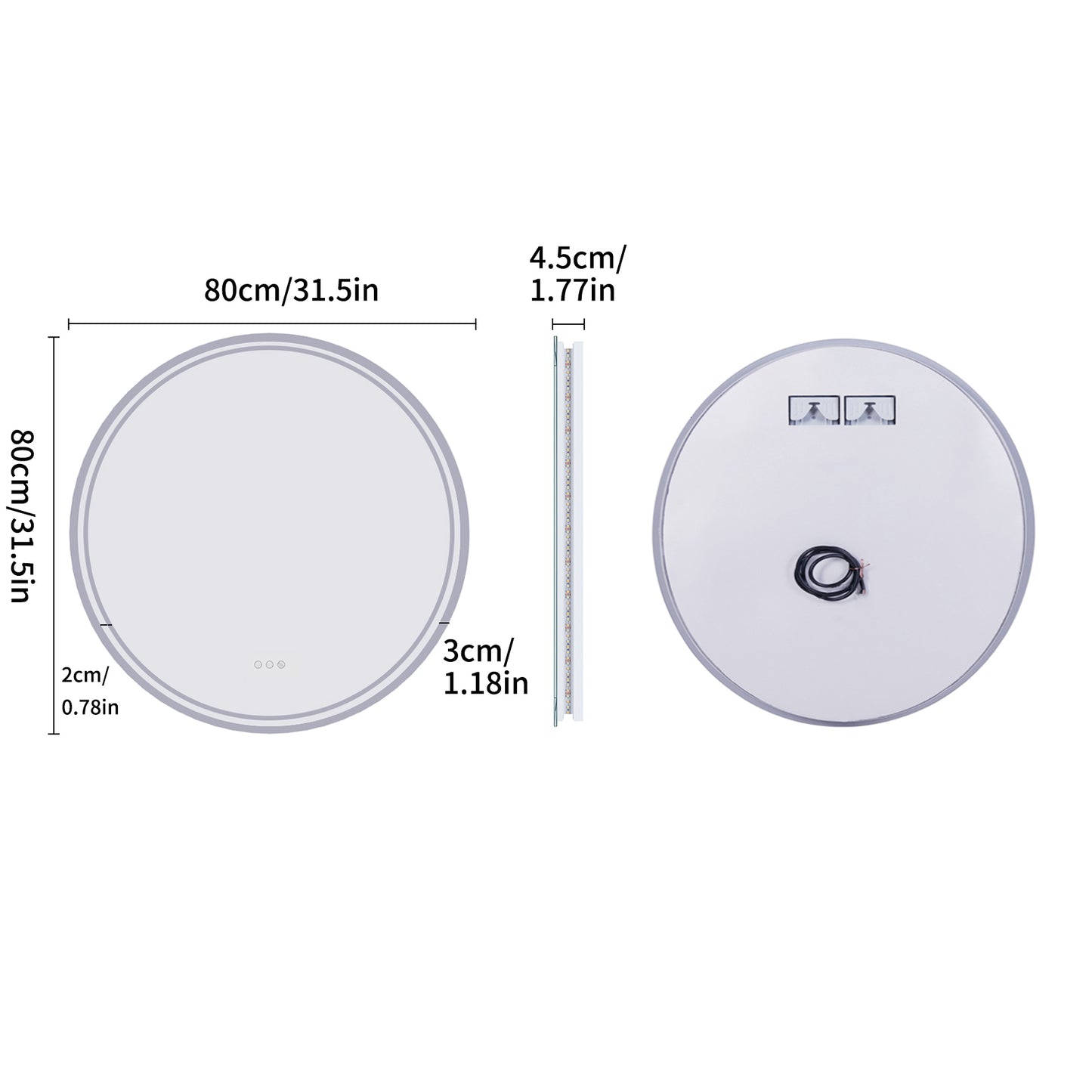 Dimmable Round Led Bathroom Mirror