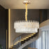 Luxurious Round Crystal Chandelier Pendant Lamp with Raindrops Oblong Crystals