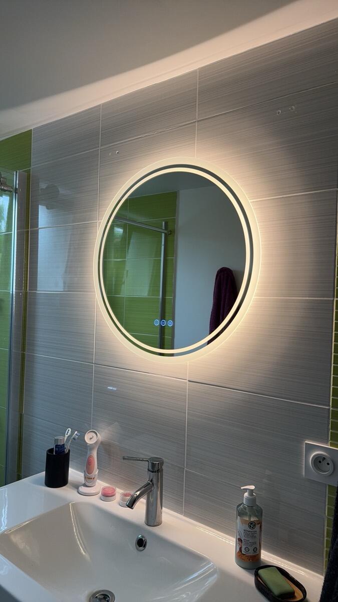 Dimmable Round Led Bathroom Mirror with Backlit, Bathroom Vanity Mirror Over Sink