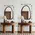 Vintage Wood Framed Wall Hanging Mirror Irregular Mirror for Bedroom Living Room