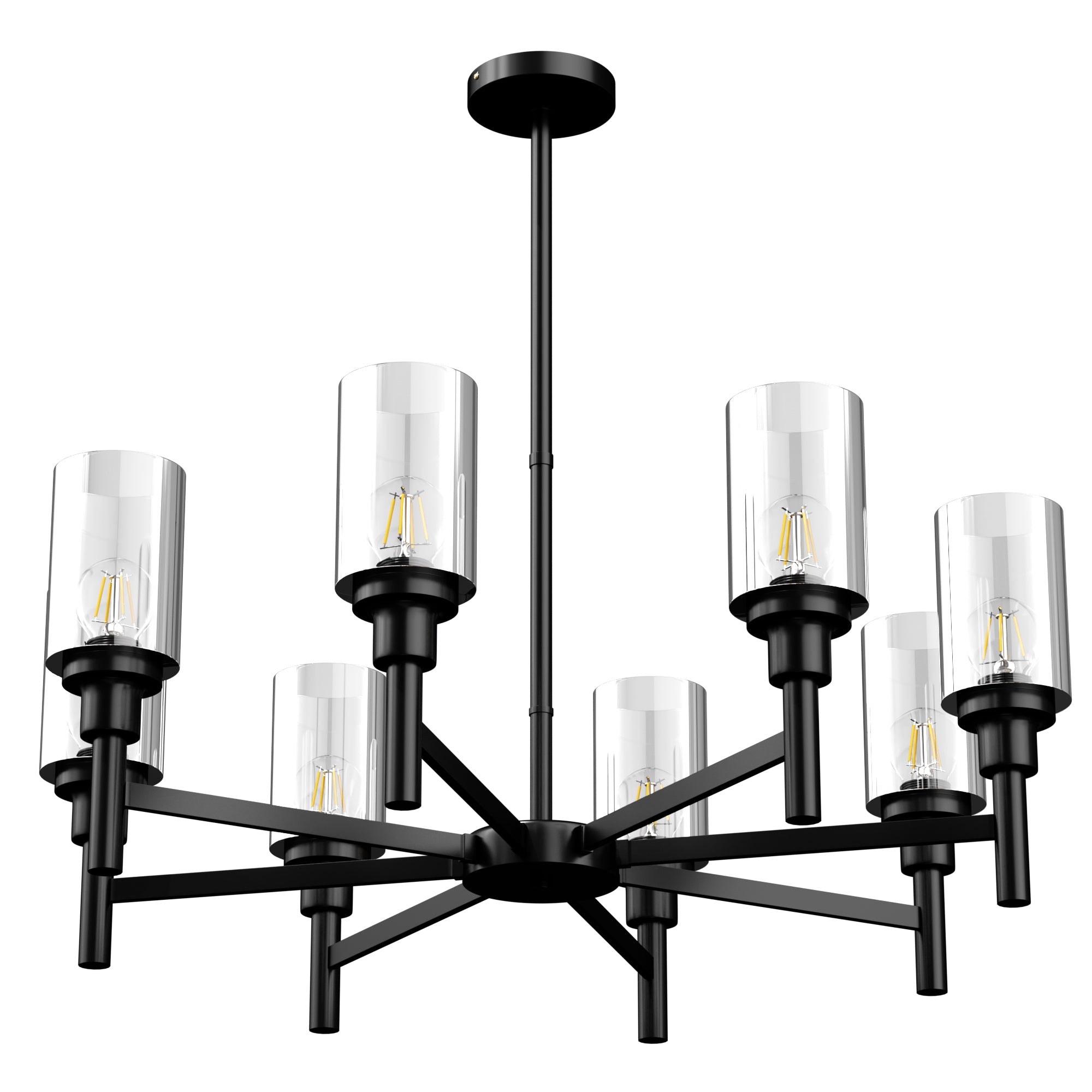 6-light/ 8-Light Industrial Ceiling Chandelier Lamp with Matt Black Frame Pendant Light for Kitchen Island, E27 Led Sources