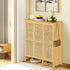 Bamboo Shoe Cabinet: 6 Tier Shelves Shoe Storage Cabinet with Hollow Doors Shoe Rack for Entryway