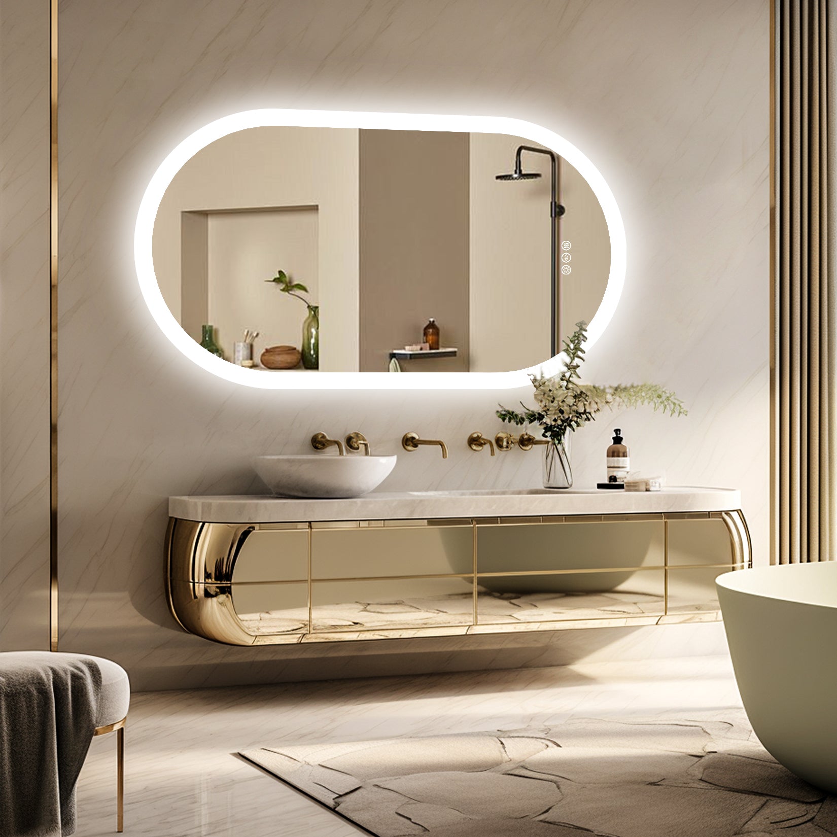 Oval LED Bathroom Mirror with Backlit