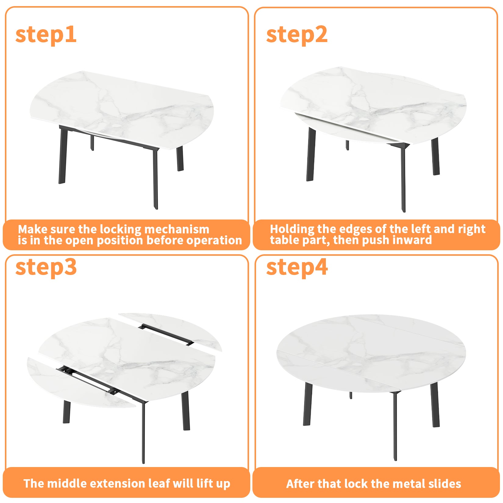 Round Extendable Dining Table 31.5'' to 51.2’'