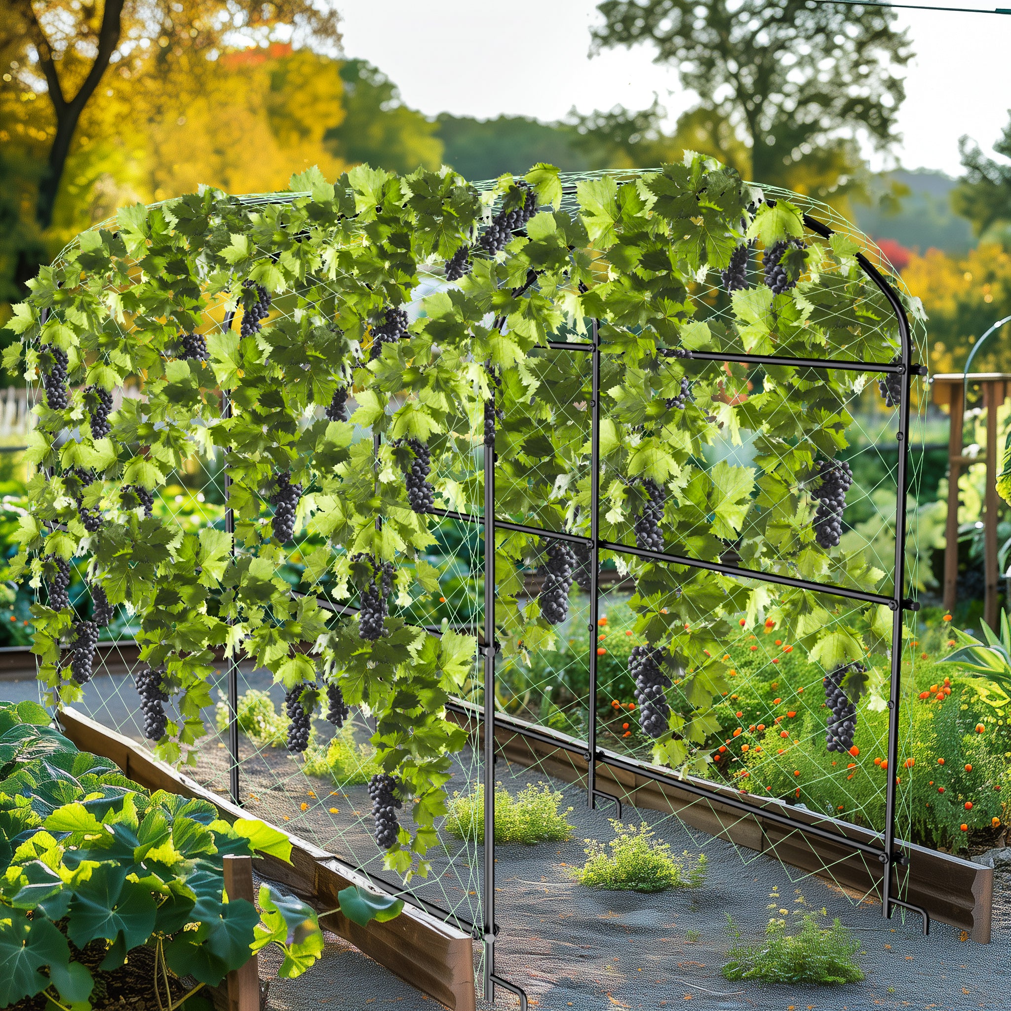 U-shaped Cucumber Trellis Garden Trellis for Climbing Plants with Nylon Netting