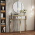 Half-moon Silver Mirrored Console Entryway Table