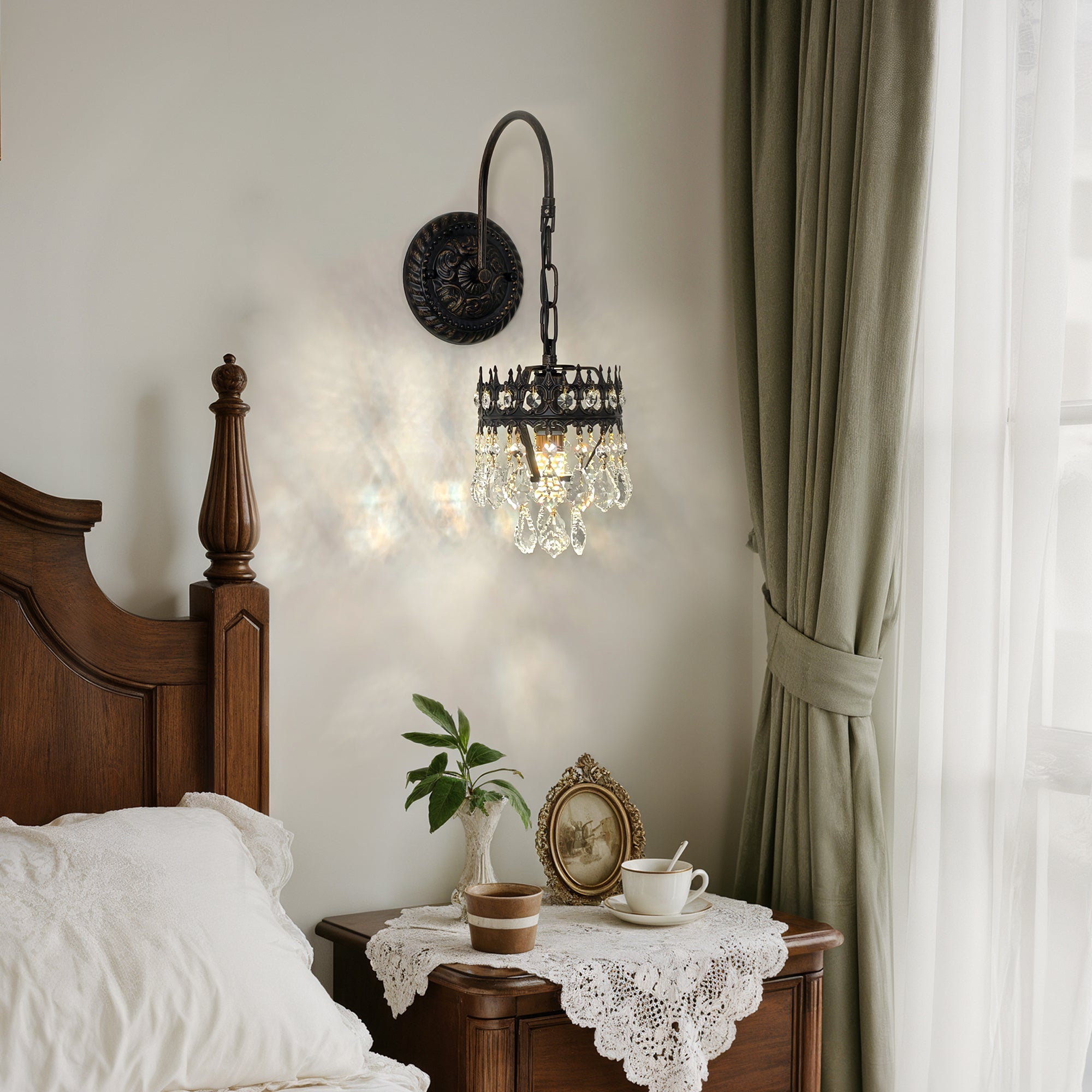 Crystals Wall Sconce: American Vintage Hardwired Crystal Wall Sconces Lighting Fixture