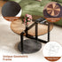 Modern Round Coffee Table Circle Amber-Tinted Tempered Glass Cocktail Table with 2-Tier