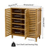2/3 Doors Bamboo Shoes Storage Cabinet with Slatted Doors & Shelves for Entryway, Hallway