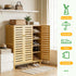 2/3 Doors Bamboo Shoes Storage Cabinet with Slatted Doors & Shelves for Entryway, Hallway