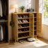 2/3 Doors Bamboo Shoes Storage Cabinet with Slatted Doors & Shelves for Entryway, Hallway