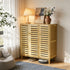 2/3 Doors Bamboo Shoes Storage Cabinet with Slatted Doors & Shelves for Entryway, Hallway