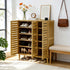 2/3 Doors Bamboo Shoes Storage Cabinet with Slatted Doors & Shelves for Entryway, Hallway