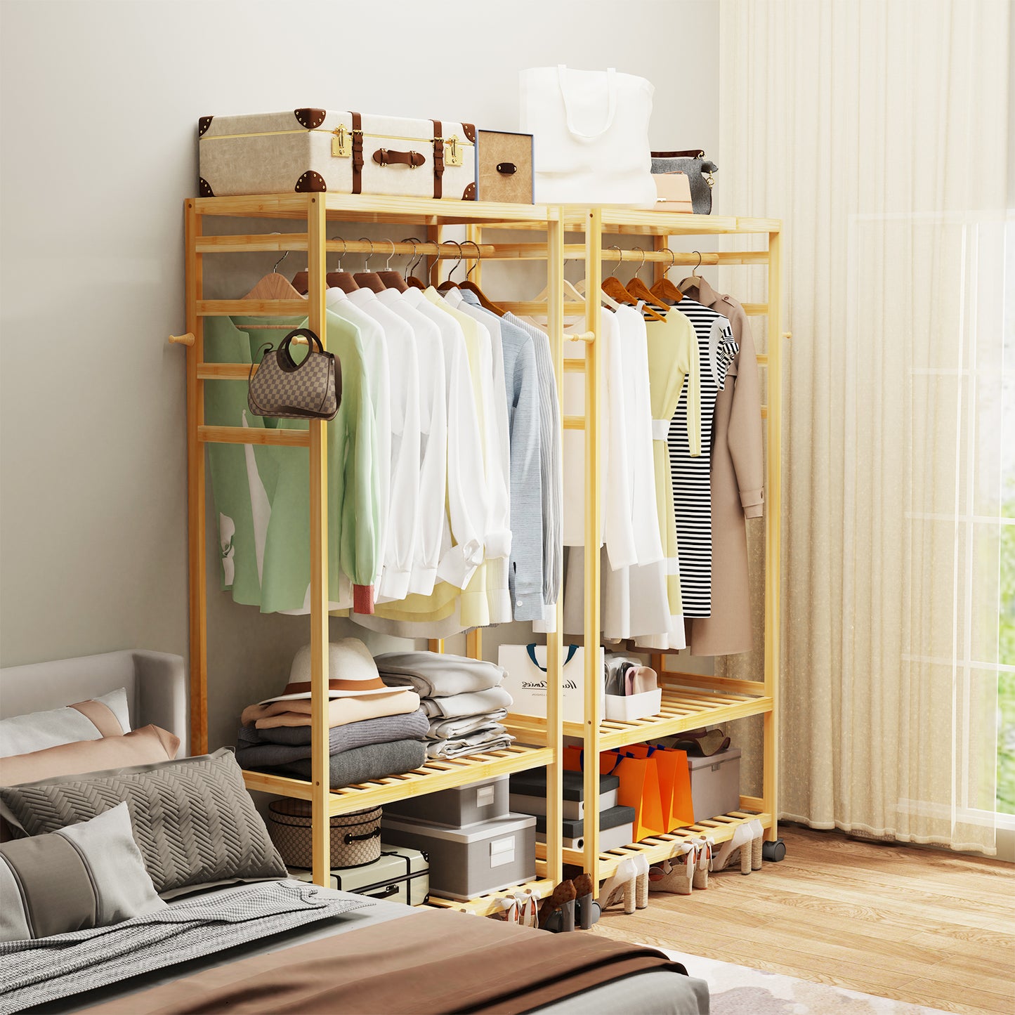 clothes stand in the bedroom