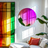 Round Wall Hanging Mirror with Iridescent Effect Dazzling Glass Decor Mirror