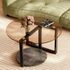 Modern Round Coffee Table Circle Amber-Tinted Tempered Glass Cocktail Table with 2-Tier